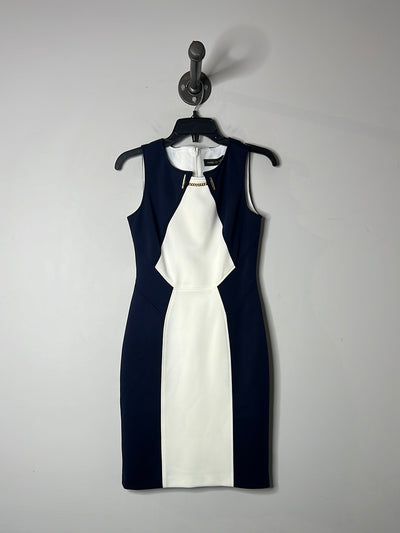 Ivanka T. Wht/Blu Pencil Dress