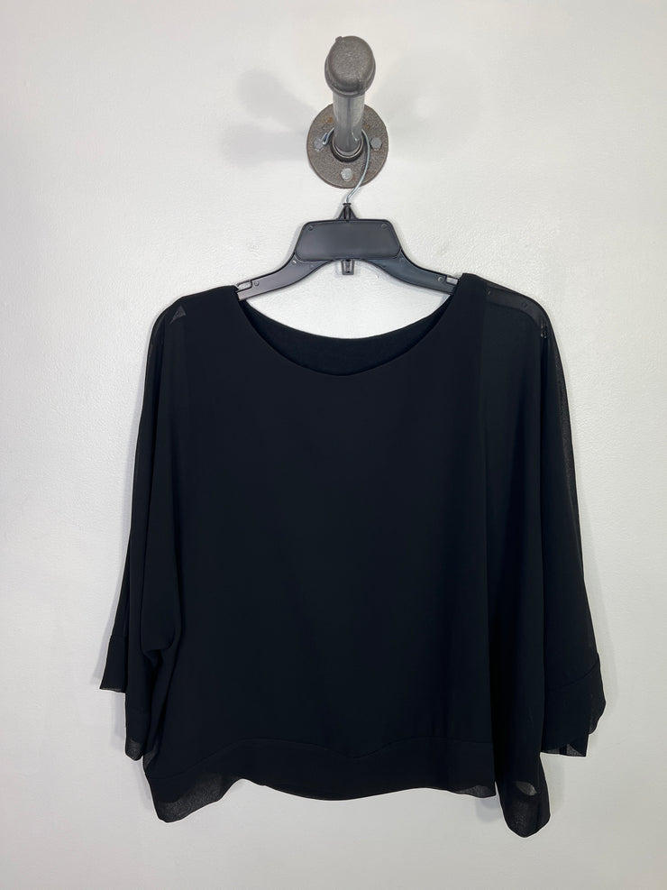 No Brand Black Sheer Longslv