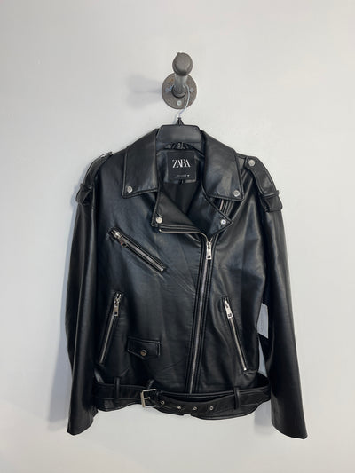 Zara Black Faux Leather Jacket