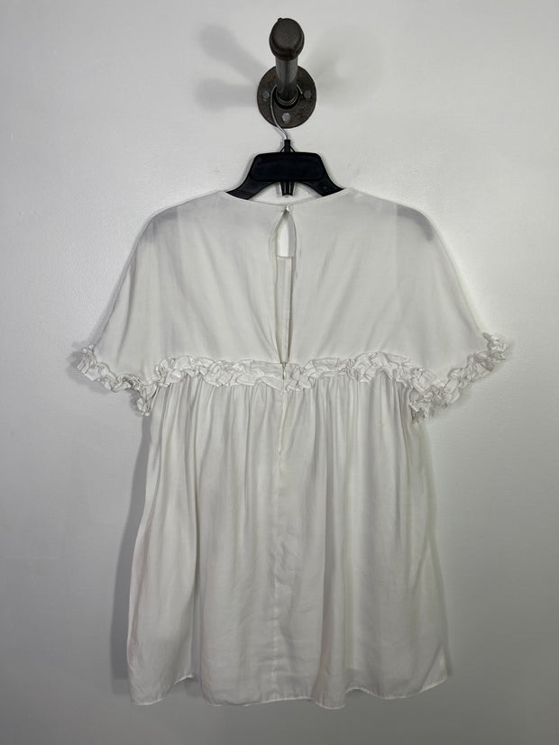 Zara Wht Babydoll Ruffle Dress