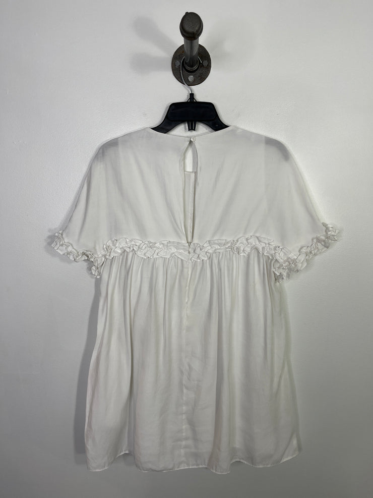 Zara Wht Babydoll Ruffle Dress