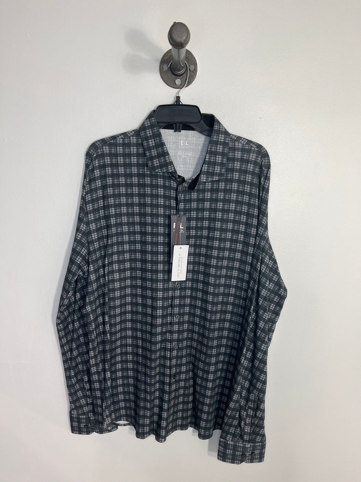 E+L Tech Grey Plaid Button Up