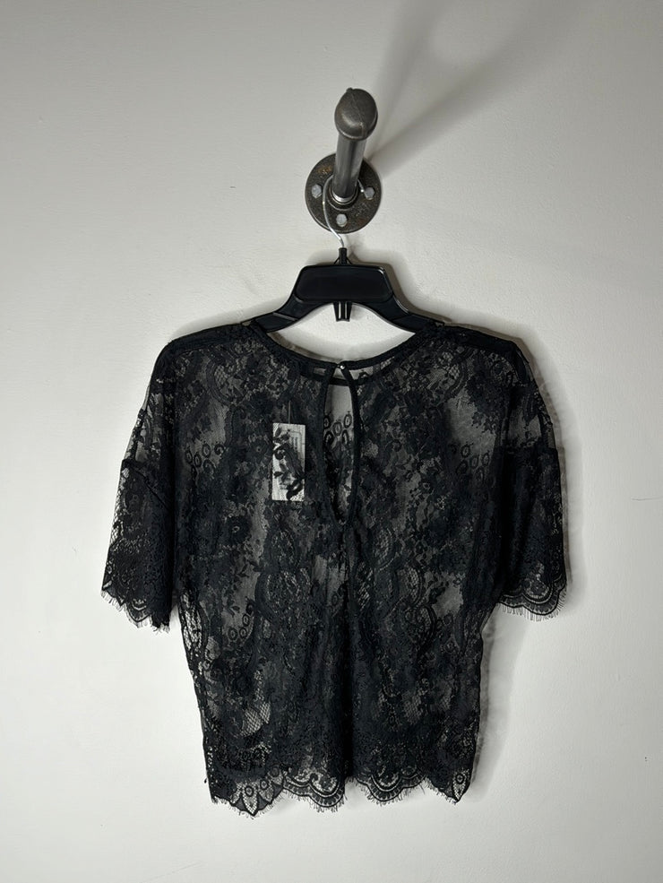 Dynamite Blk Sheer Lace Tee