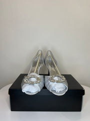 Nina Silver Satin Gem Heels