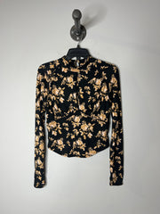 Free People Blk Floral Shirt