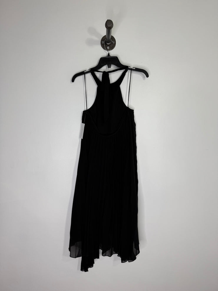 Pink Stitch Black Halter Dress