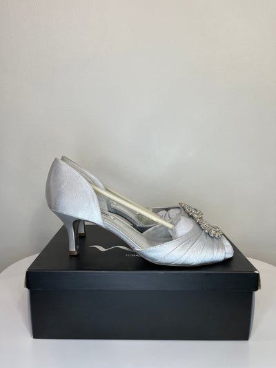 Nina Silver Satin Gem Heels