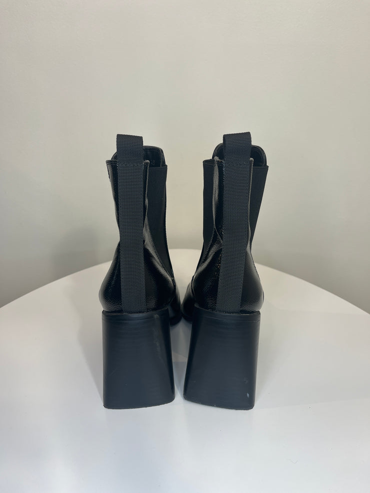 Raid Black Glossy Ankle Boots