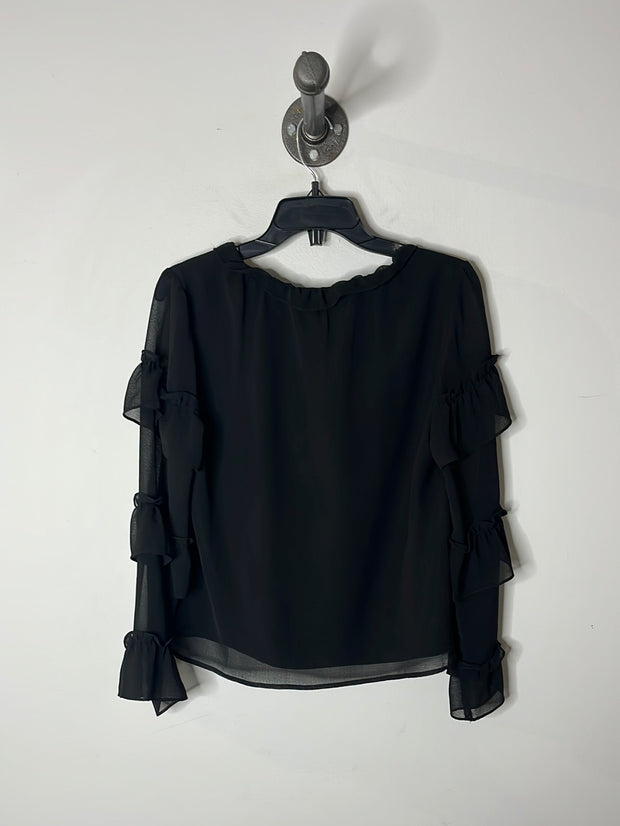 BB Dakota Black Ruffle Blouse