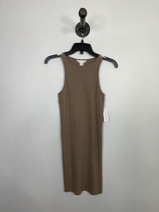 H&M Brown Fitted Midi Dress