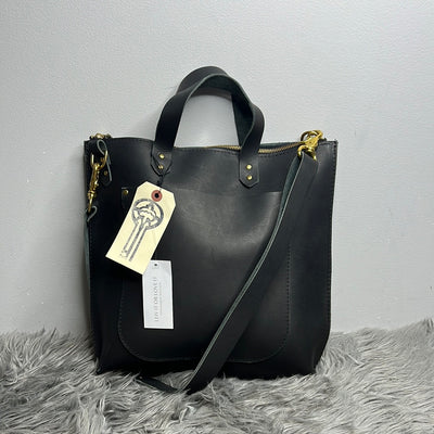 Lock and Key Blk Leather Tote