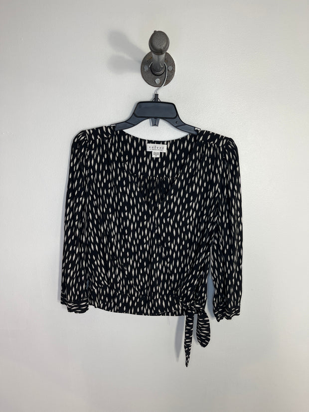 Velvet Blk/Wht Wrap Blouse