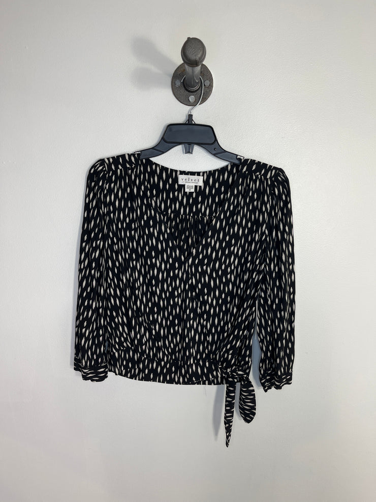 Velvet Blk/Wht Wrap Blouse