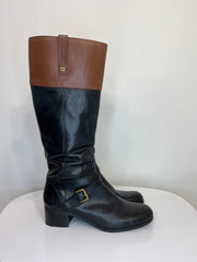 Bandolino Blk/Brn Buckle Boots