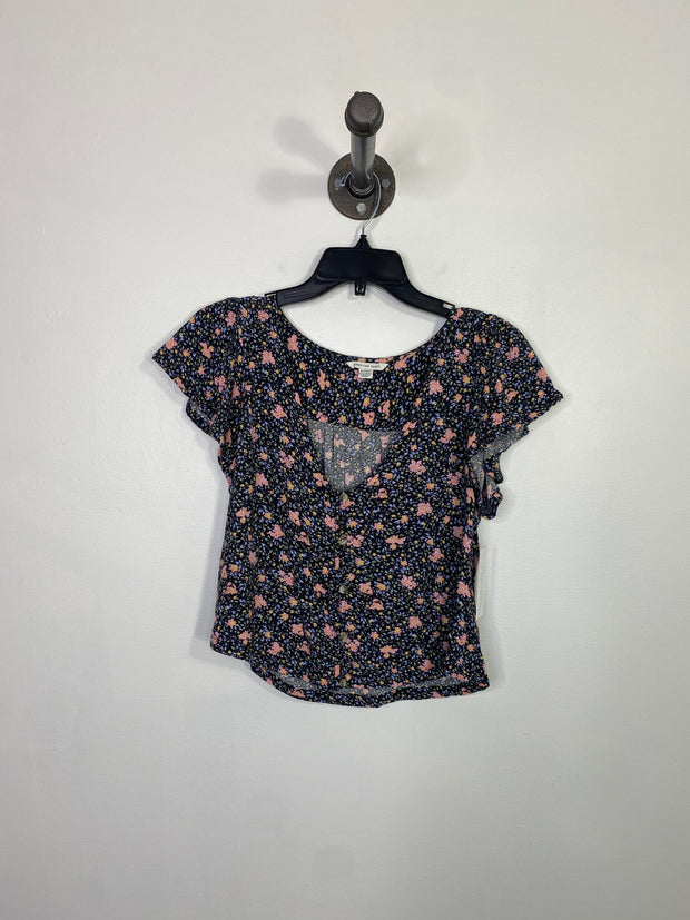 American E. Blk/Pnk Floral Top