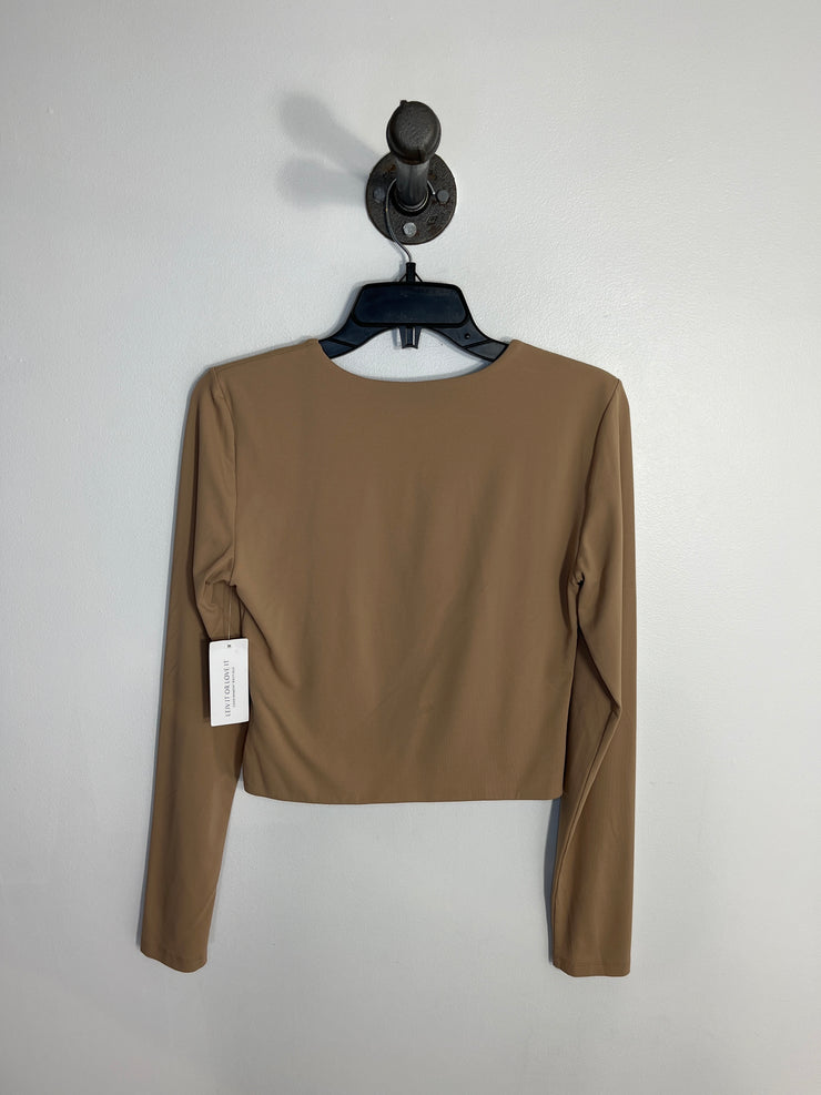 Babaton Tan Lsv  Cropped Top