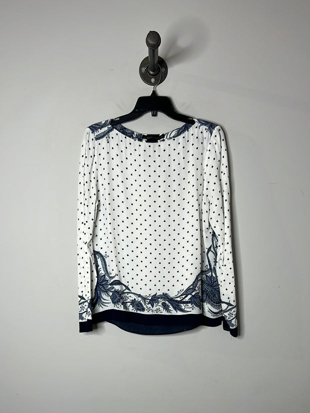 Zara Wht&Blu Patterned Blouse