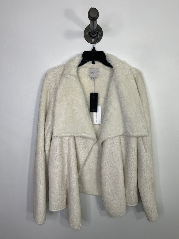 Guess White Fuzzy Drape Jacket