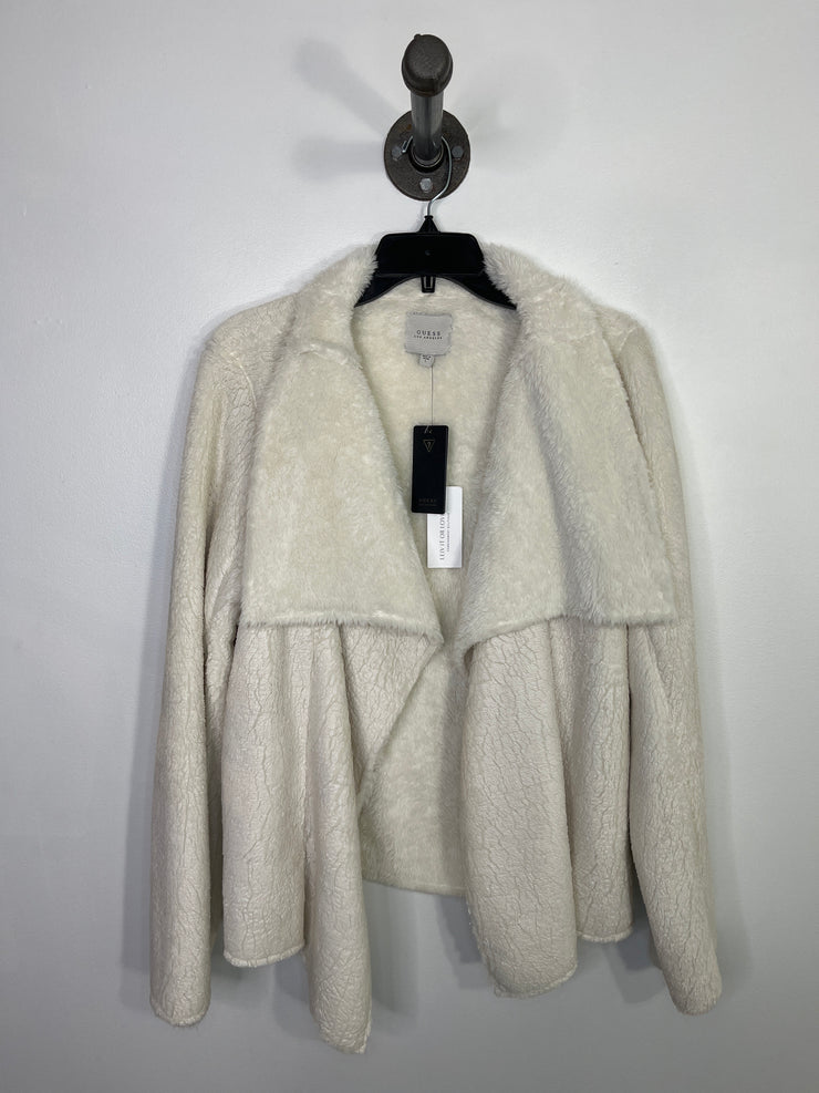 Guess White Fuzzy Drape Jacket