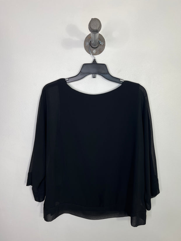 No Brand Black Sheer Longslv