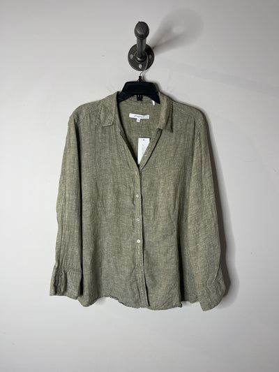 Foxcroft Green Linen Button-Up