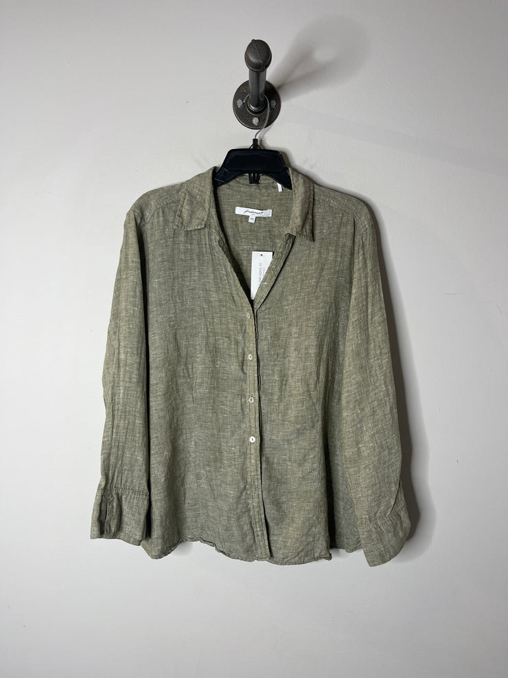 Chemise boutonnée en lin vert Foxcroft