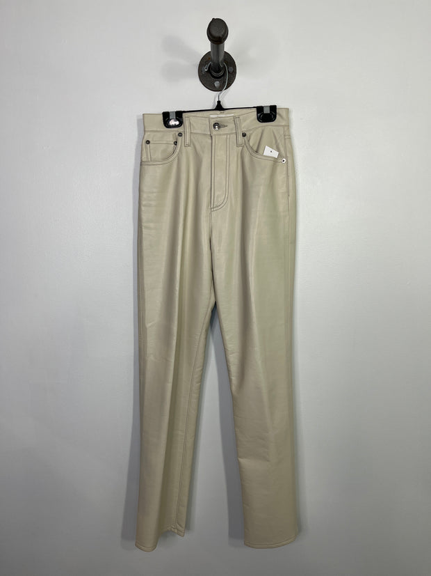 Agolde Cream Leather Pants