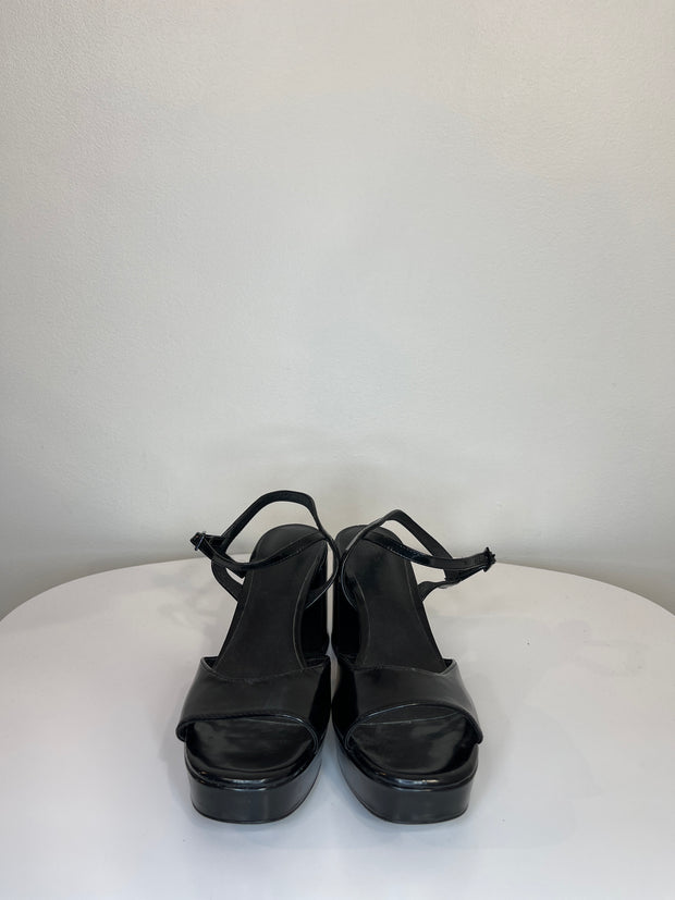 H&M Blk Chunky Open Toe Heel