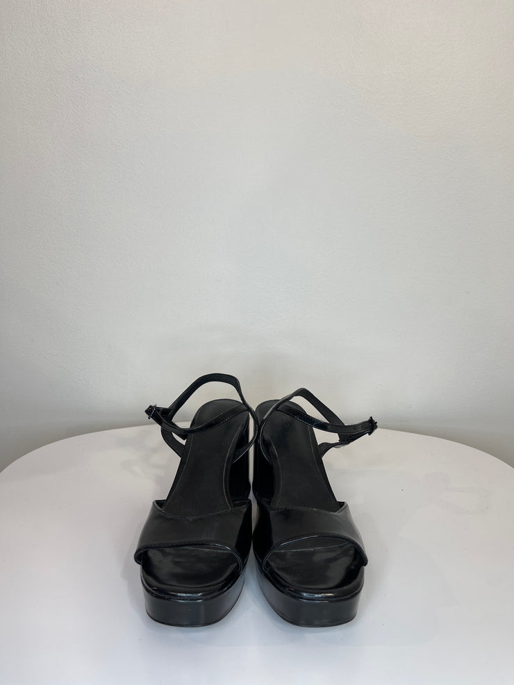 H&M Blk Chunky Open Toe Heel