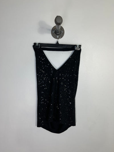 BCBG M. Blk Sequin Halter Top