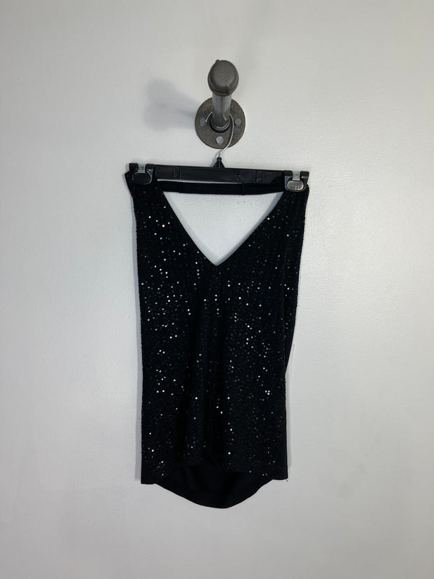 BCBG M. Blk Sequin Halter Top