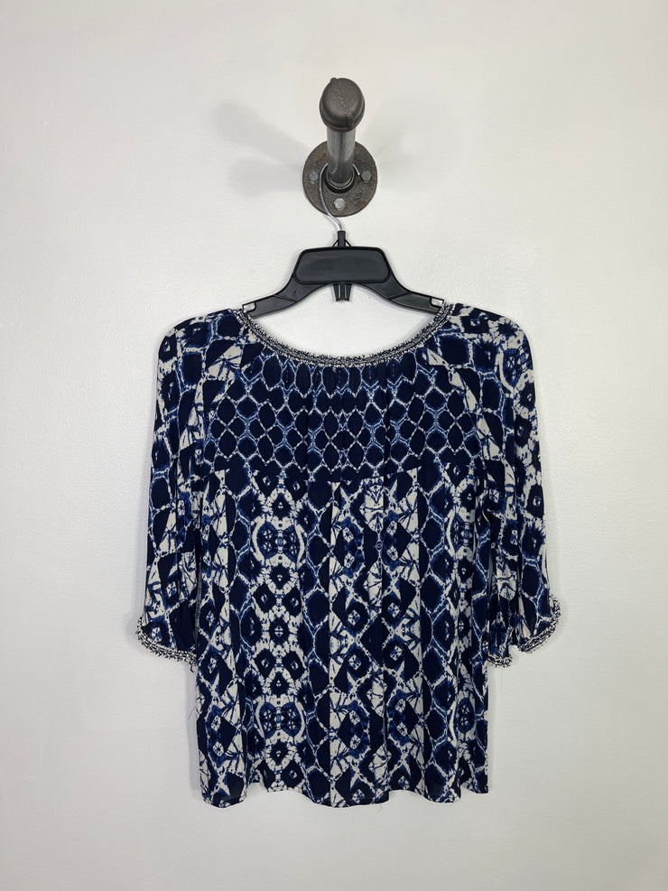 BB Dakota Blue Pattern Blouse
