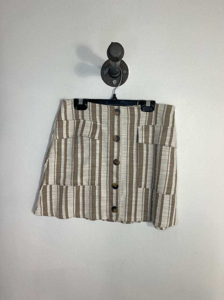 MNG Crm/Brn Stripe Mini Skirt