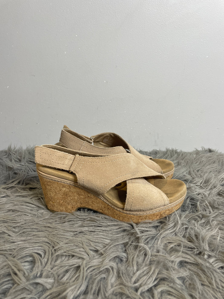 Clark's Beige Cork Heels