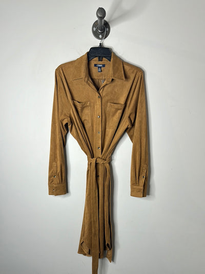 Chaps Brn Suede ButtonUp Dress