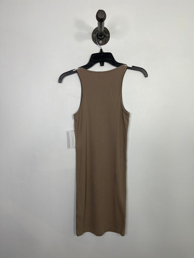 H&M Brown Fitted Midi Dress
