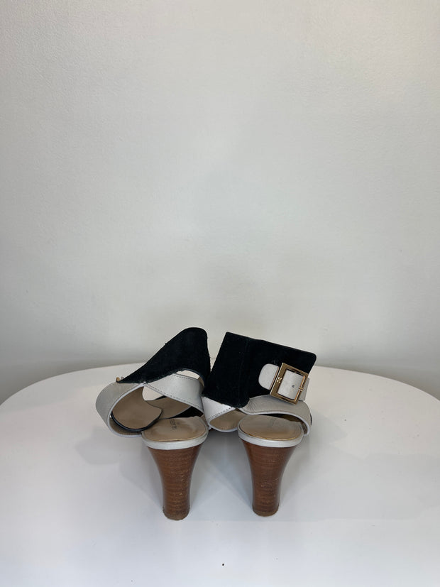 Karl L. Blk/Taupe Wedge Heels