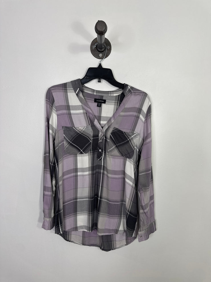 Le Chateau Purple Plaid Shirt