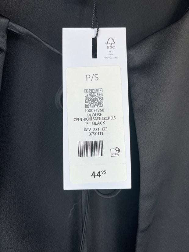 Dynamite Blk Satin Tie LngSlv