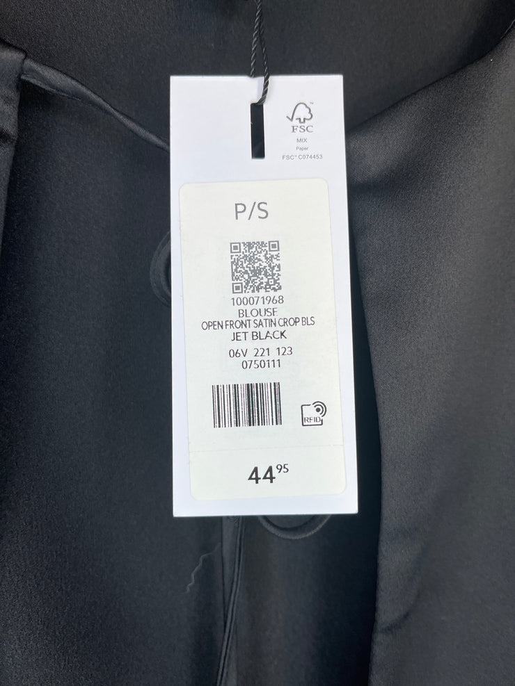 Dynamite Blk Satin Tie LngSlv