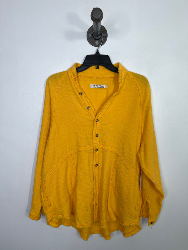 Free People Yellow Button Up