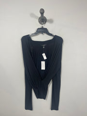 Banana Blk Lsv Wrap Blouse