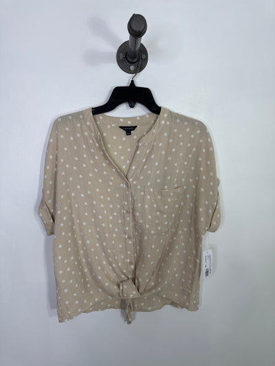 Tahari Beige Poka Dot Blouse