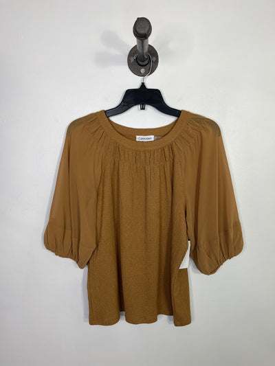 Calvin K. Org Sheer Slv Blouse