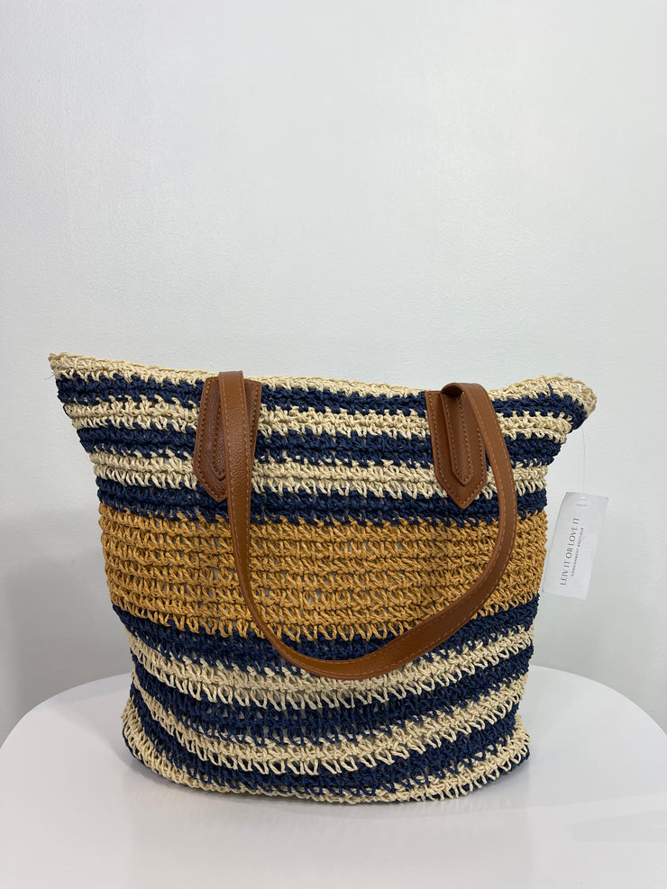 Lulla Tan/Wht/Blu Woven Bag