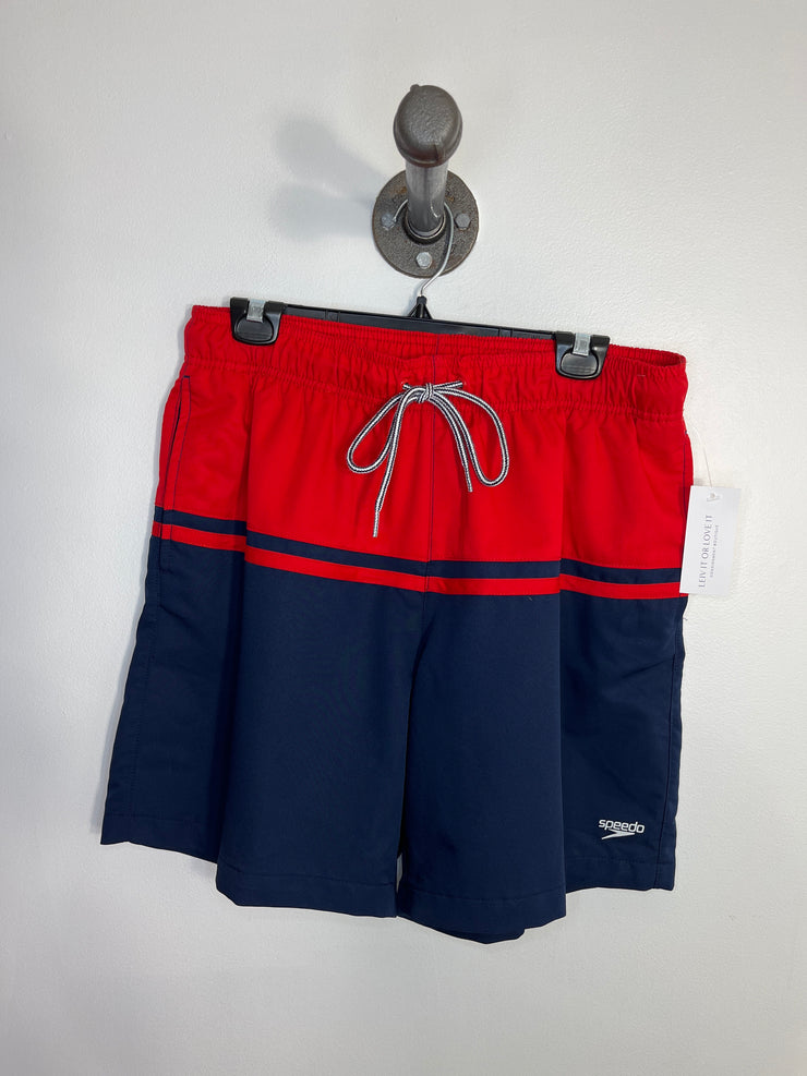 Speedo Red /Blk Swim Trunks