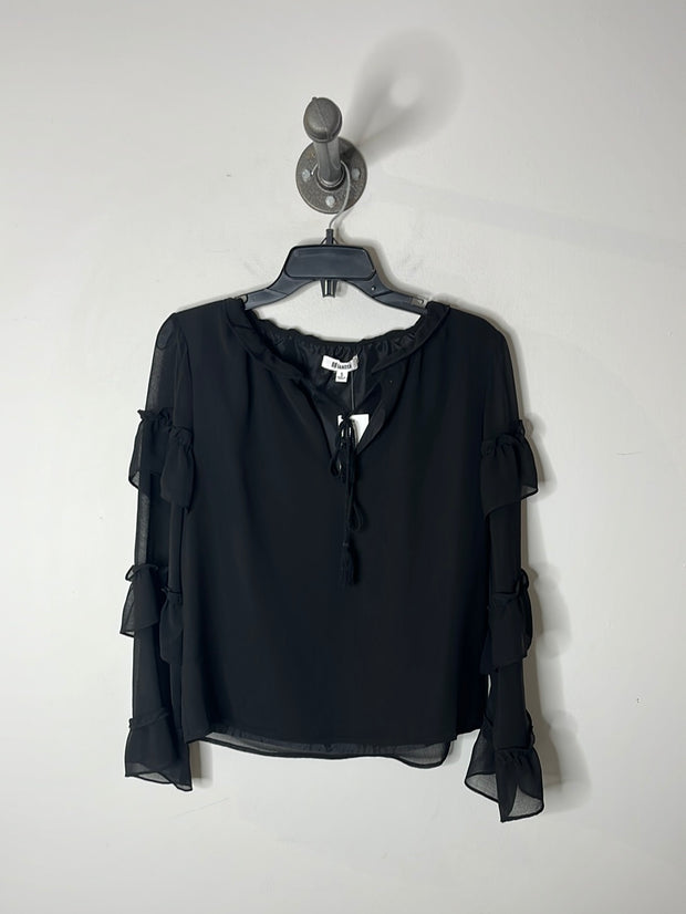 BB Dakota Black Ruffle Blouse