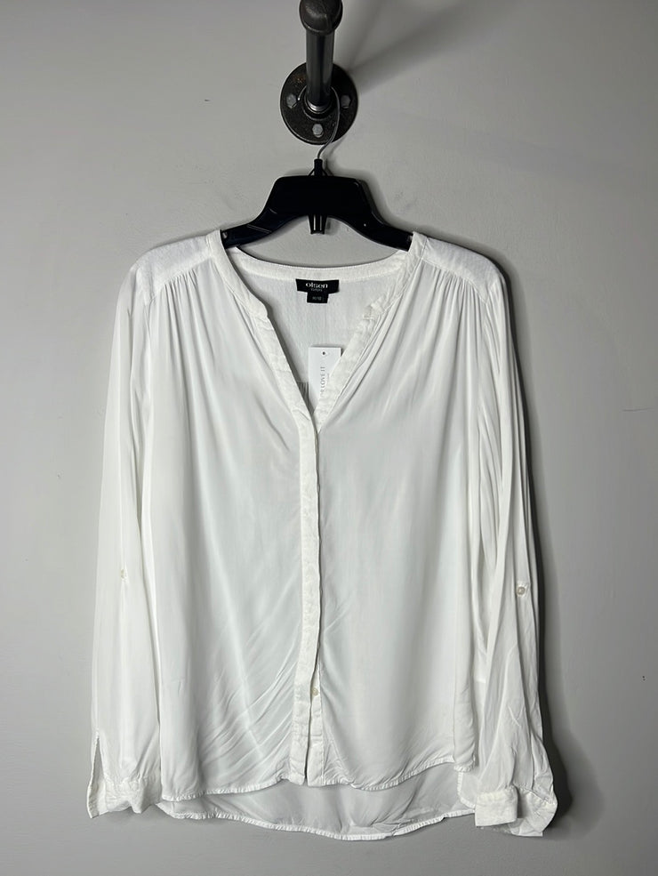 Olsen White Button-Up Blouse