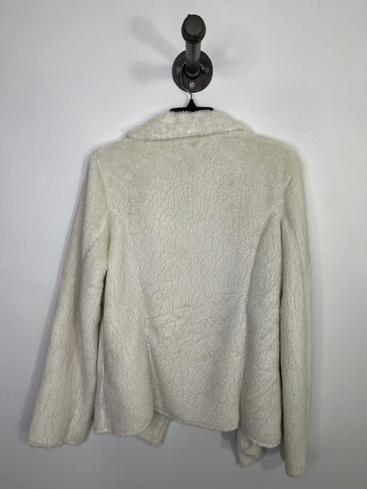 Guess White Fuzzy Drape Jacket