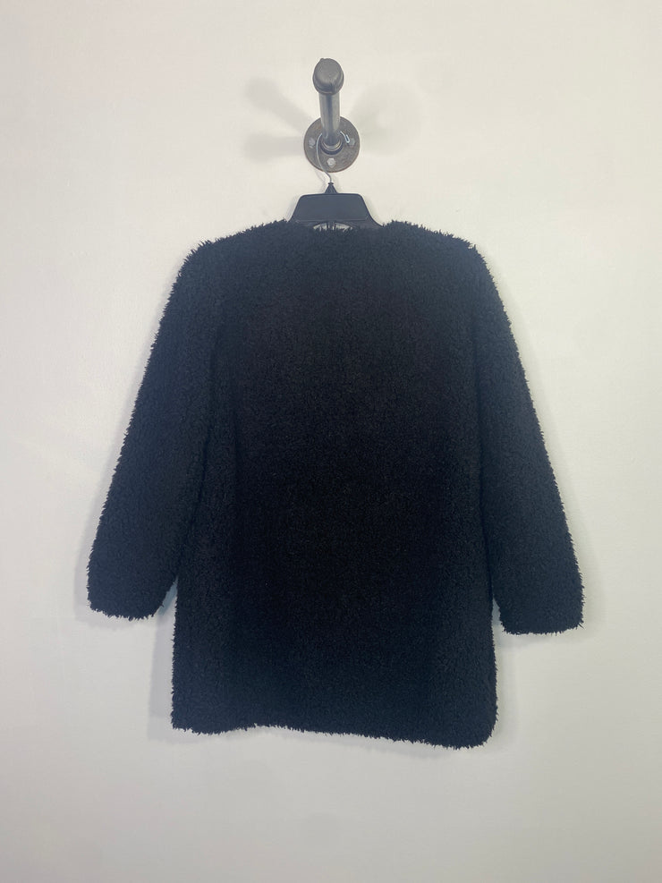 Wilfred Blk Fuzzy Open Coat